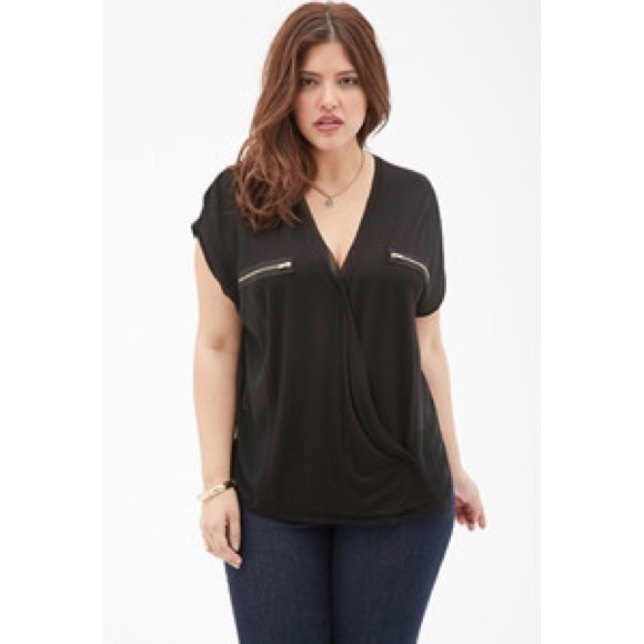 Forever 21 Tops - Zippered Chiffon Surplice Top
