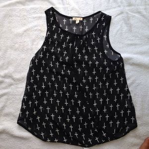 Black and white cross top