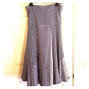 American Eagle Strapless Navy/White Cotton Dress