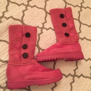 Pink sweater boots