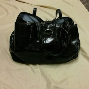 Satchel style Coach black patent  leather