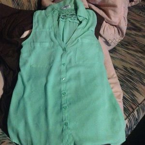 Mint green sheer express top