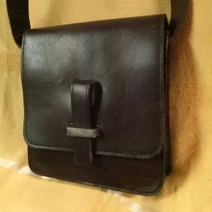 Deep Brown Leather Crossbody Satchel