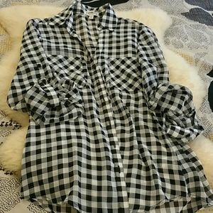 EXPRESS! Sheer black and white shirt