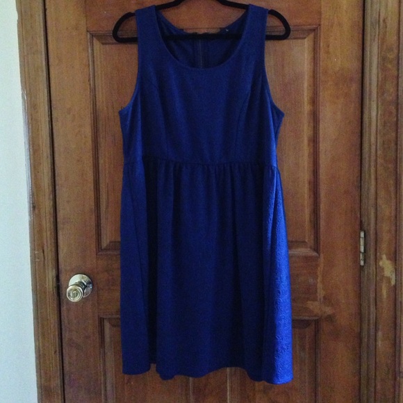 Royal blue scuba dress w/ floral imprint