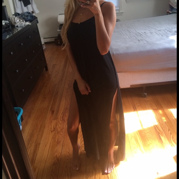 Nasty Gal Dresses & Skirts - Black Semi Sheer Cover Up Maxi Dress