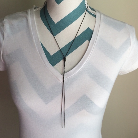 Tassel dark gray metal necklace