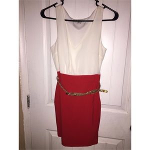 Orange and off white dress