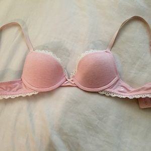 Aerie Pink and White Lace Push-Up Bra Size 32AA