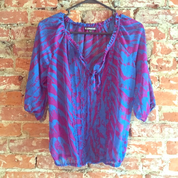 Flowy navy & purple Express top