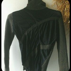 Vintage Italian Wool Turtleneck with Sheer Panels