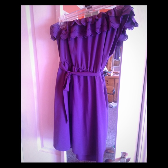 One Shoulder Purple Dress