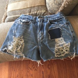 Ripped Levi jean shorts