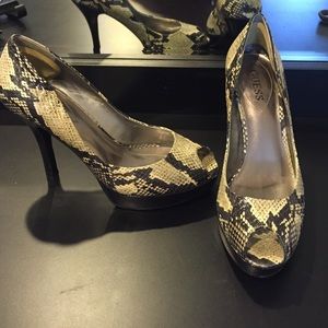 Guess Shoes Snake Skin Platform Heel