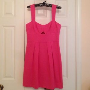 Pink Cutout Pleated Dress