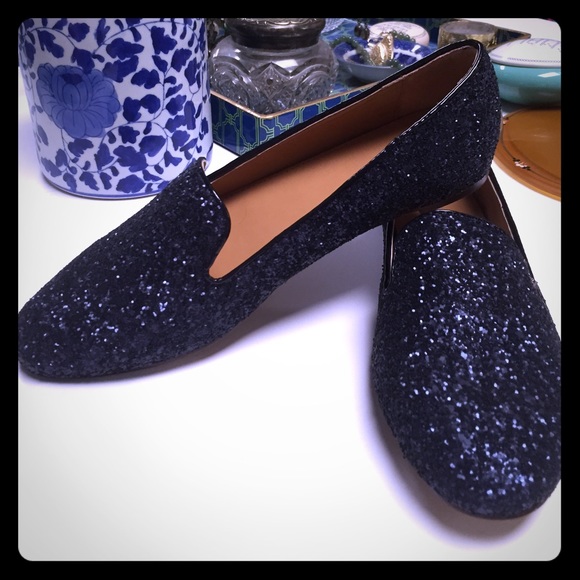 Never Worn Jcrew 💕8.5 NAVY Sparkly Slip-On