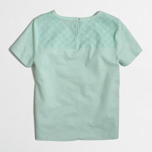 NWT J Crew Mint Embroidered Linen Tee Size 8