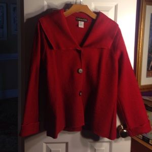 Red Boiled Wool Jacket Large