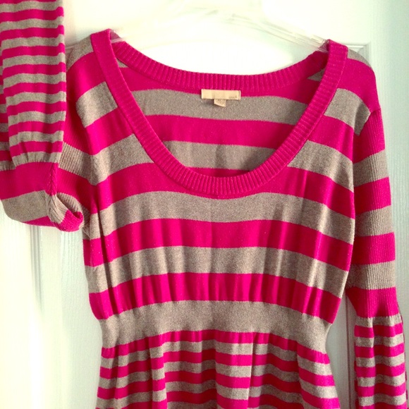 Pink and grey striped sweater/tunic
