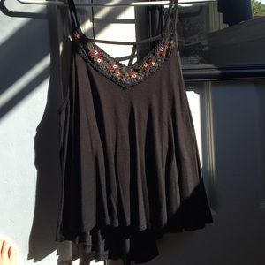 Black tank with flowers