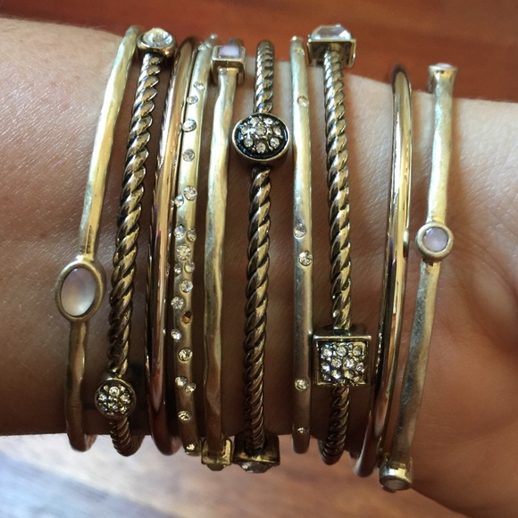 Ann Taylor LOFT 10 Goldtone bangle bracelet set