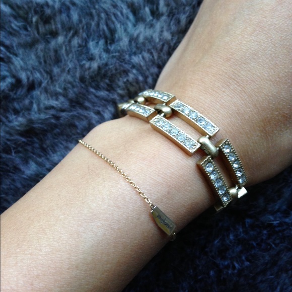 J.Crew gold pave chain link bracelet