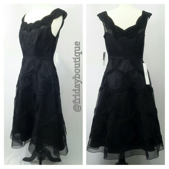 Saks Fifth Avenue Silk Black Dress Rickie Freeman Teri John - Picture 2 of 4