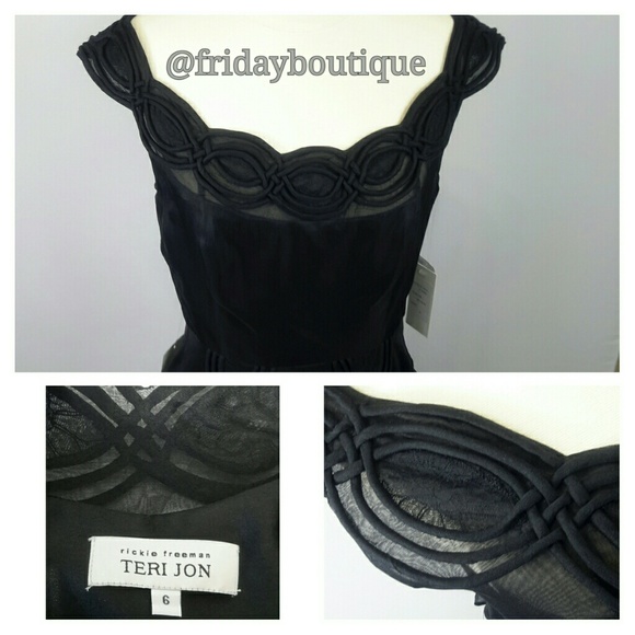 Saks Fifth Avenue Silk Black Dress Rickie Freeman Teri John - Picture 4 of 4