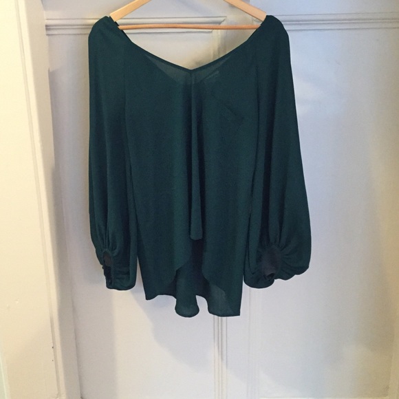 Green silky top