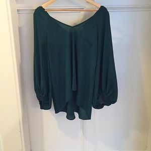 Green silky top