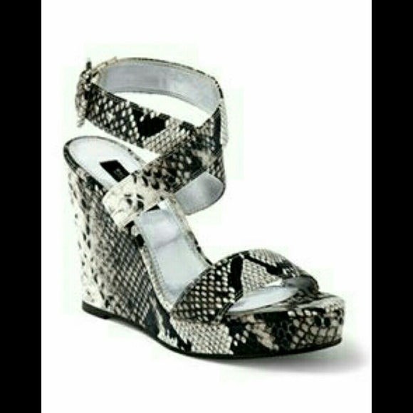 White House Black Market Shoes - White House Black Market faux snake wedge heels