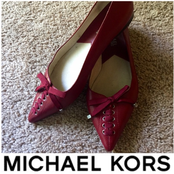 Michael Kors Red Leather Pointed Toe Flats