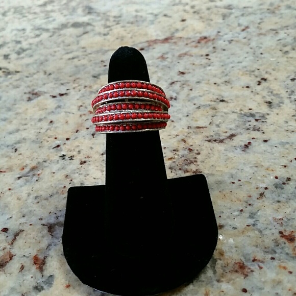 Coral and gold ring
