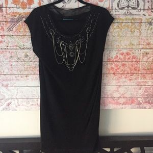 Black, embellished mini dress