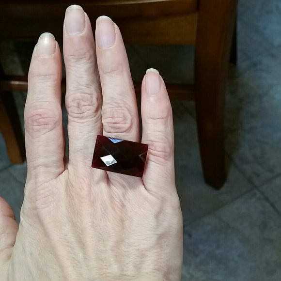 Burgundy stone with silver band