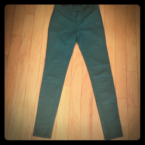 J Brand skinny green coated jeggings