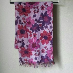 Pink Floral Rectangular Scarf / Hijab Like NEW.