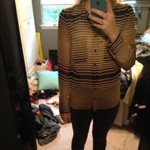 Sheer navy and beige top