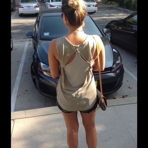 Double knit top with twisted back