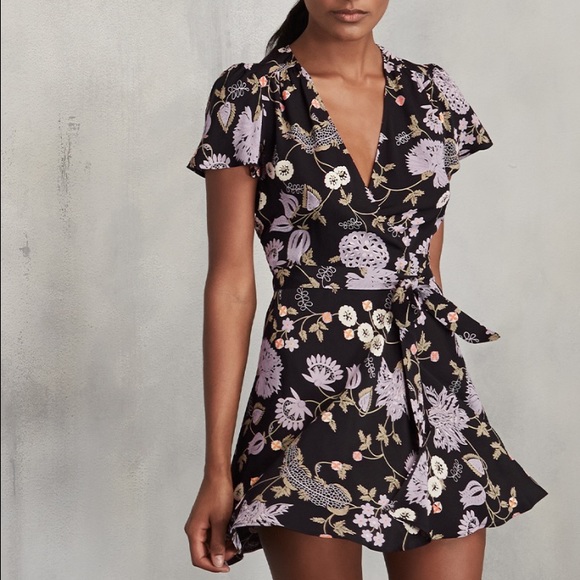 reformation floral wrap dress