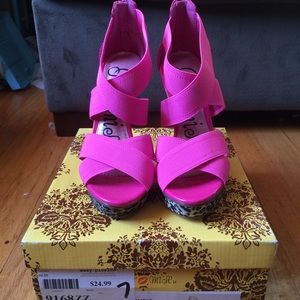 Hot pink strappy heels