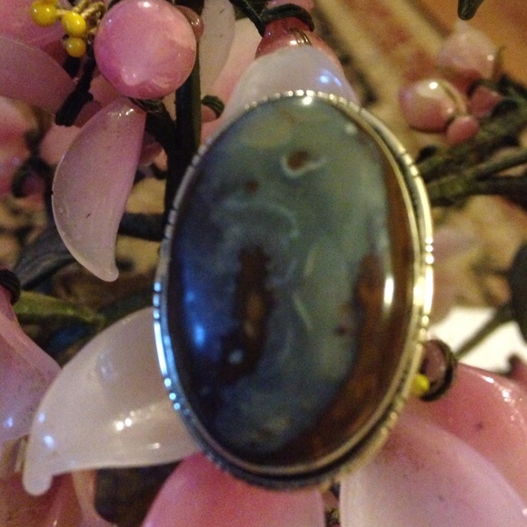 Vintage 925 rhodochrosite ring