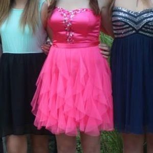 Pink Jeweled Homecoming Dress