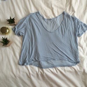 Super soft thin brandy light blue crop