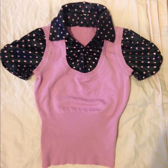 Pink and black Polka Dot shirt