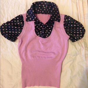 Pink and black Polka Dot shirt