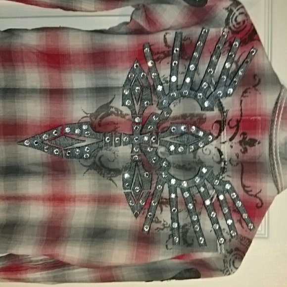 ROAR RHINESTONE BUTTON UP - Picture 3 of 4