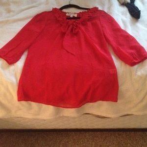 Francesca's red chiffon 3/4 length top