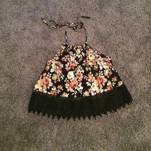 Floral and Lace Crop Halter