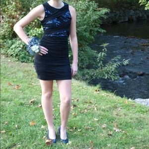 Blue and Black Homecoming Dress